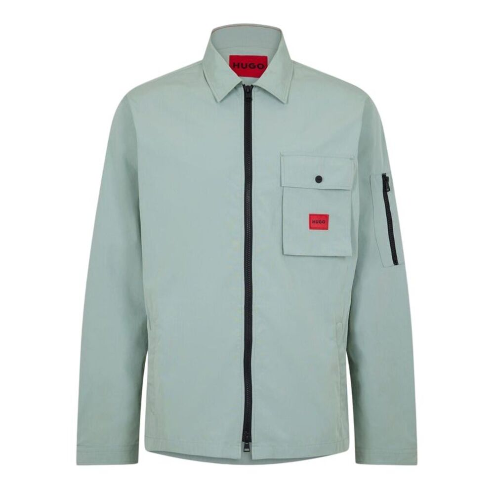 Hugo Mens Logo Cotton Overshirt / Light Green